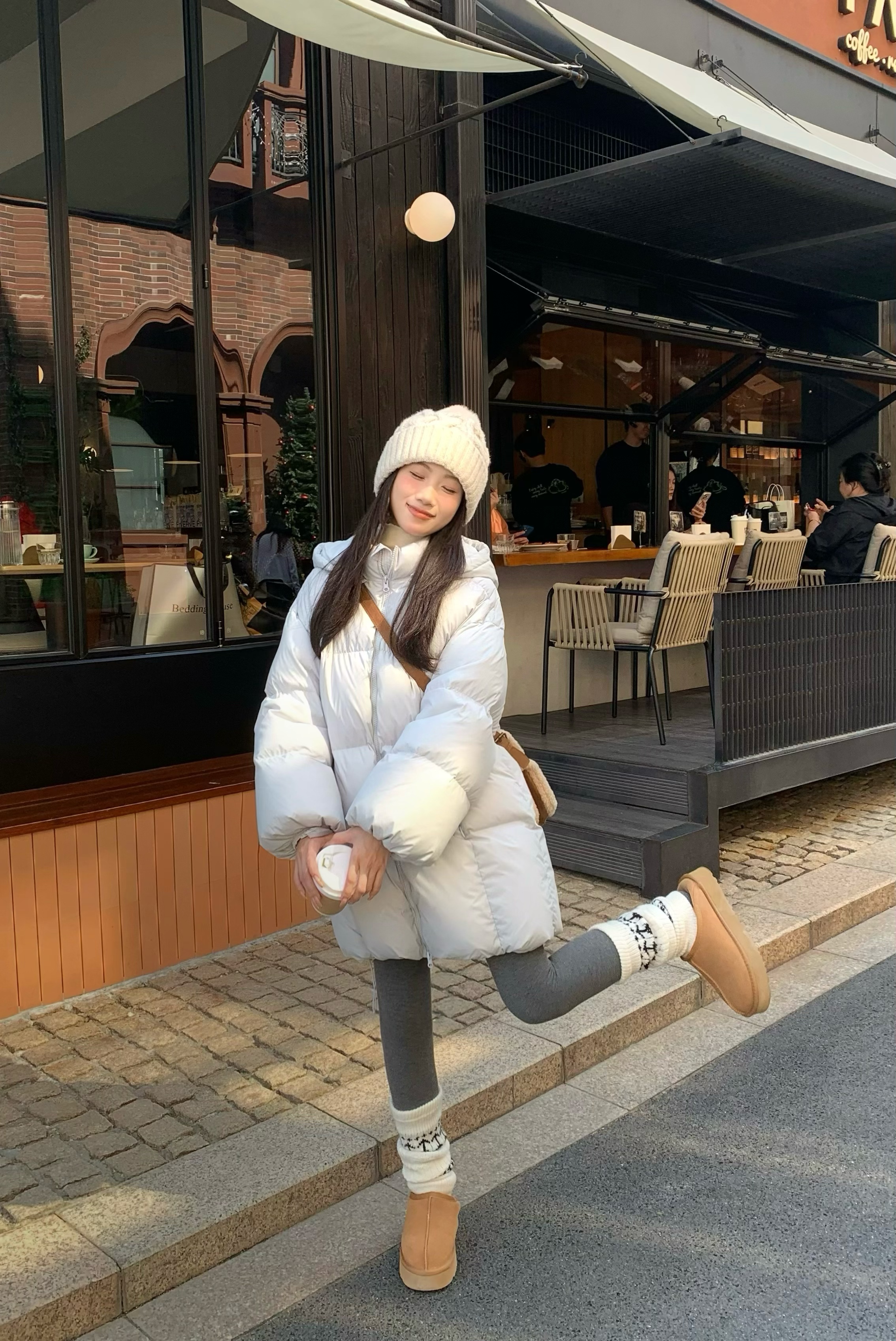 【西西里安】 暖暖过冬~90白鸭绒帽可卸减龄中长款羽绒外套