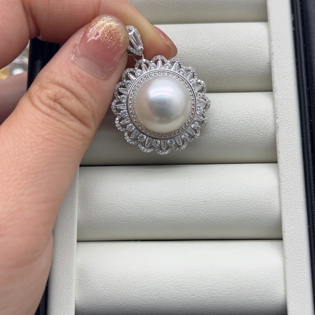 海水珍珠吊坠(不含链)银S925镶嵌