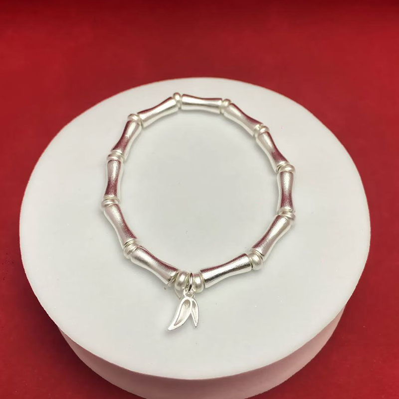 足银手链 9号 足银999.9 竹节手链手串送老婆送男女友礼物精品