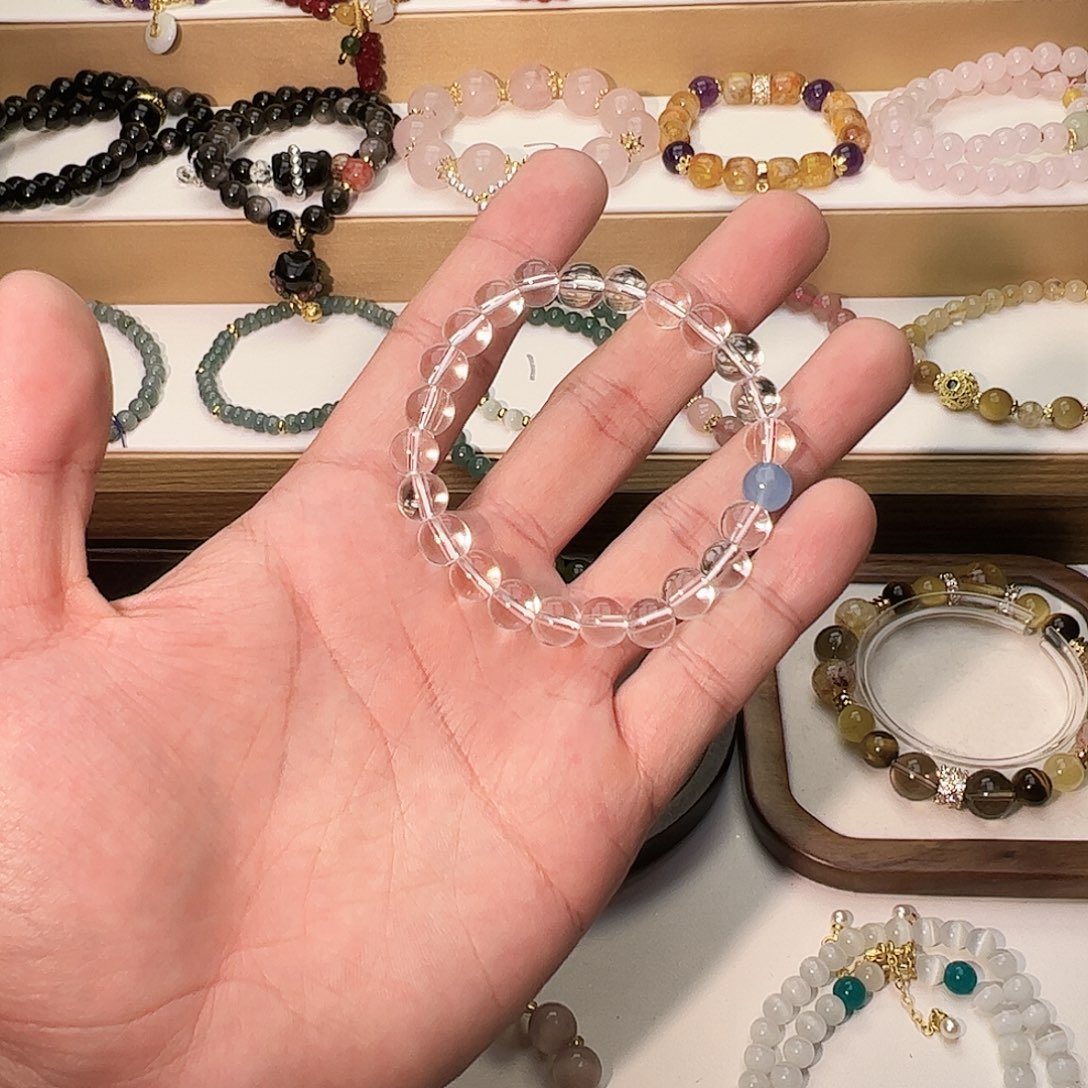 石英质玉手串未镶嵌海蓝宝