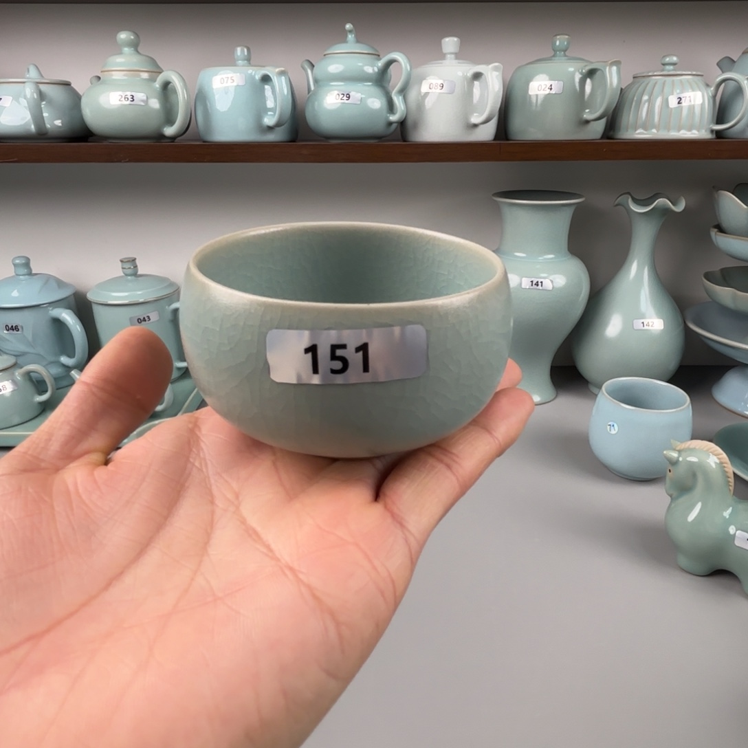 陶摆件汝瓷罗汉杯圈足烧仿古釉孤品特价151