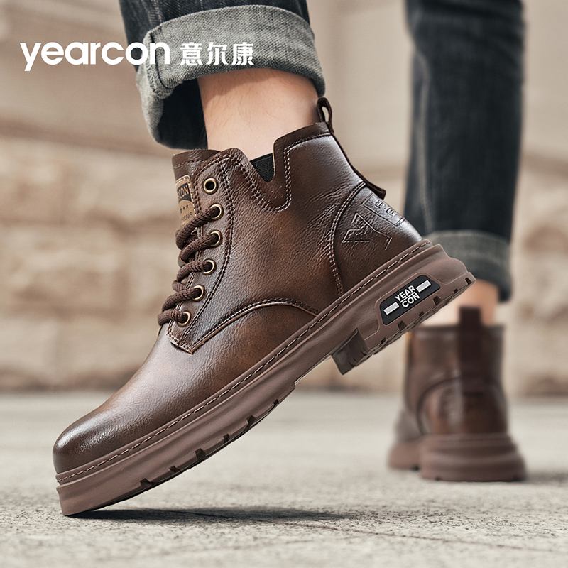 YEARCON/意尔康男鞋冬季新款经典休闲时尚百搭加绒软底增高潮流鞋