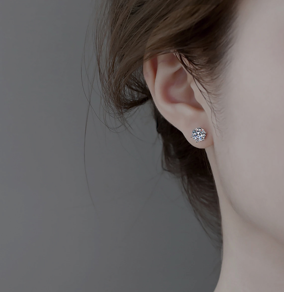 1.0CT 经典六爪耳钉气质