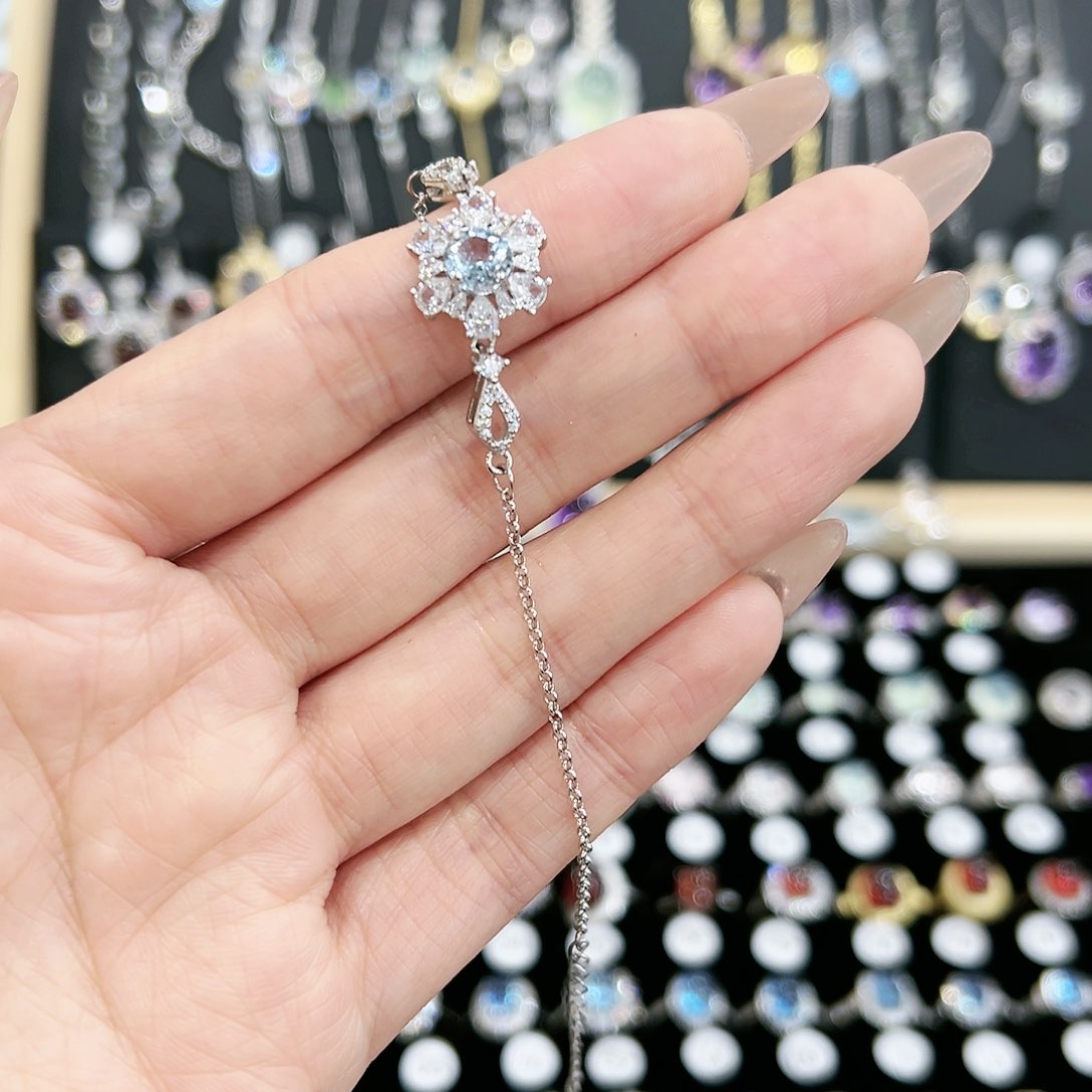 紫晶吊坠银S925镶嵌天然