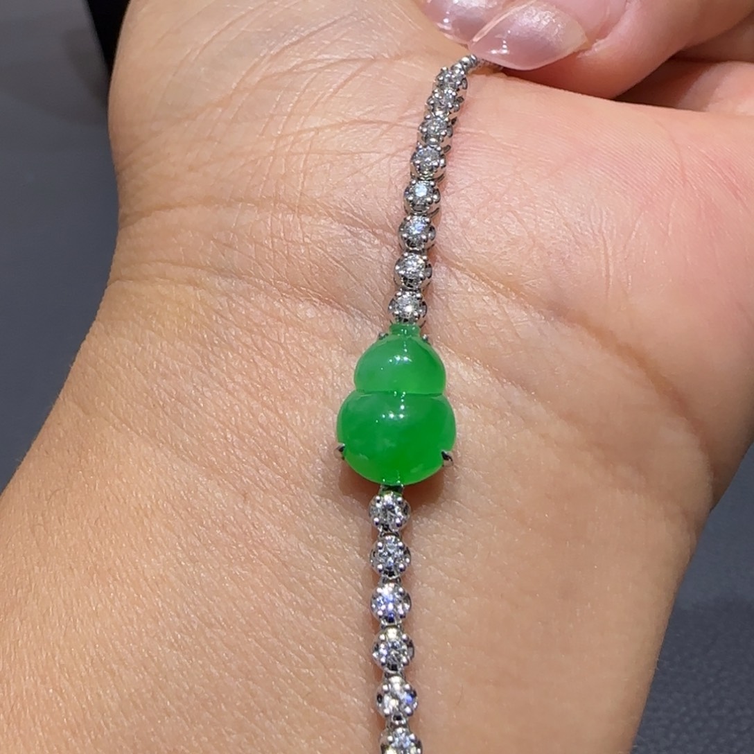 18K金镶嵌手链翡翠葫芦L