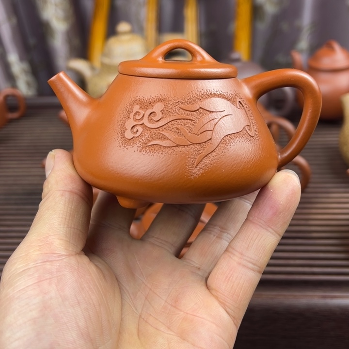 紫砂茶壶赵庄朱泥、全手工