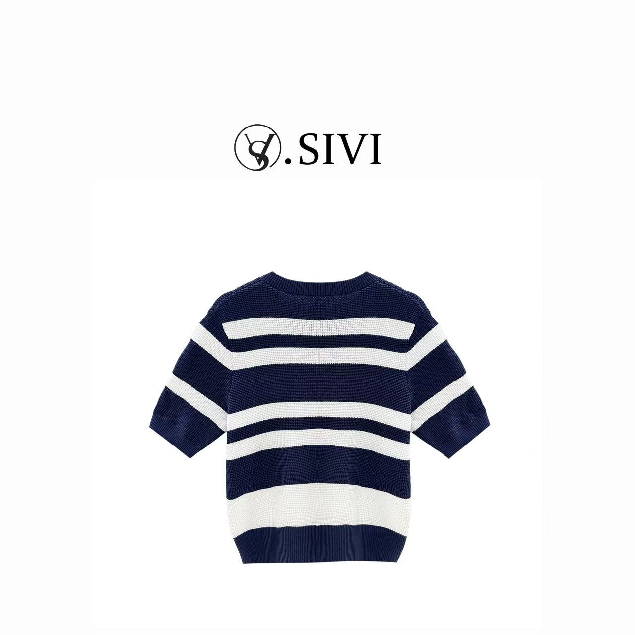 熙薇【梦湖之境】2025春夏新款休闲百搭毛衣上衣H2167短袖