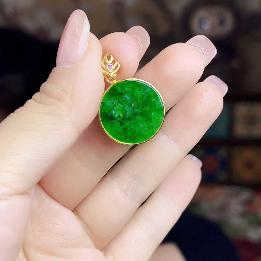 翡翠银S925镶嵌颈饰吊坠