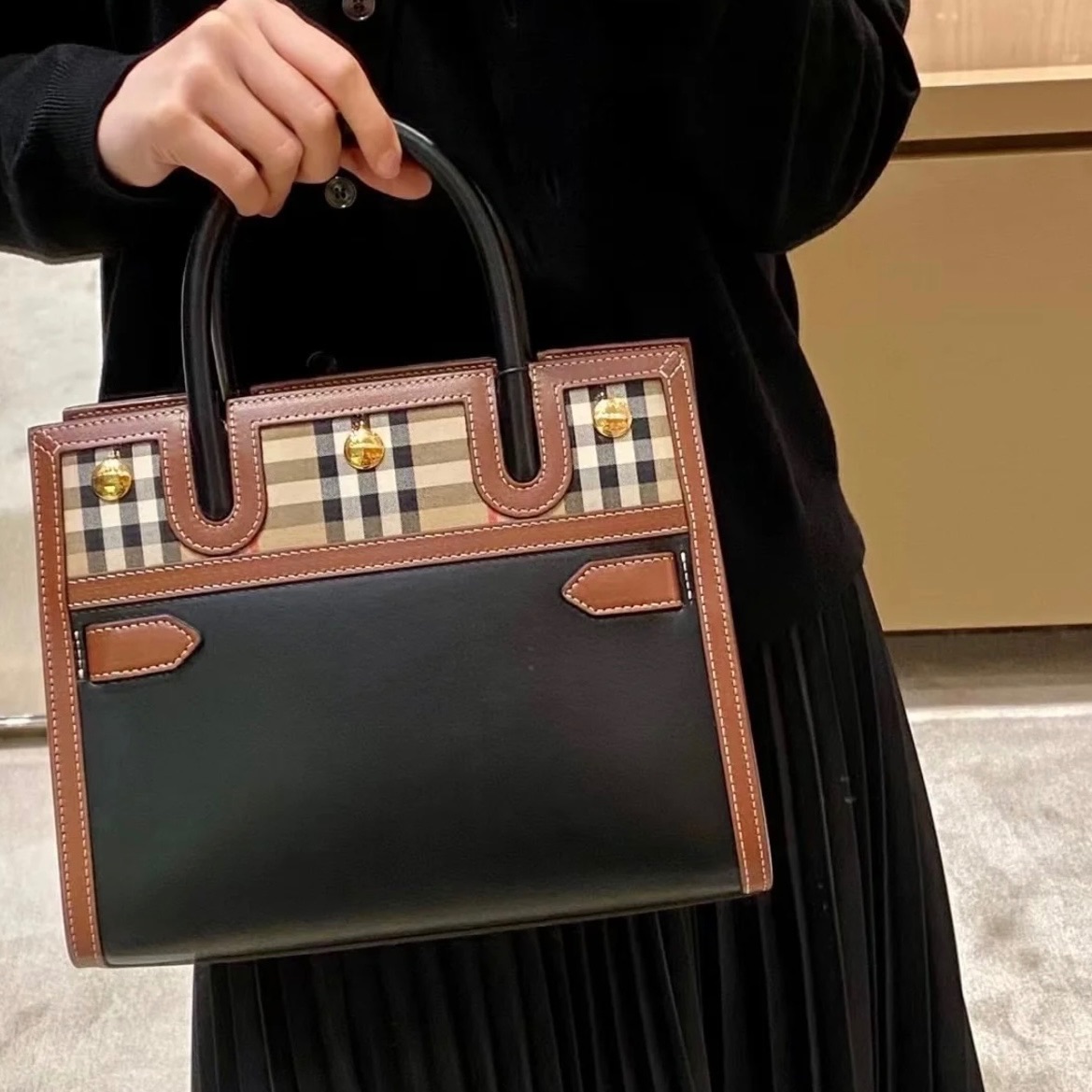 全新未使用 BURBERRY/博柏利 7姐专场/拼皮格纹托特