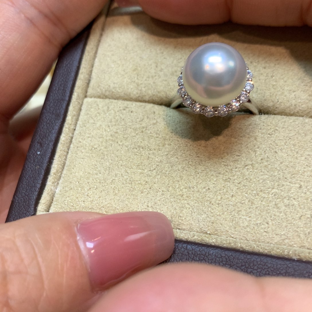 海水珍珠戒指银S925镶嵌