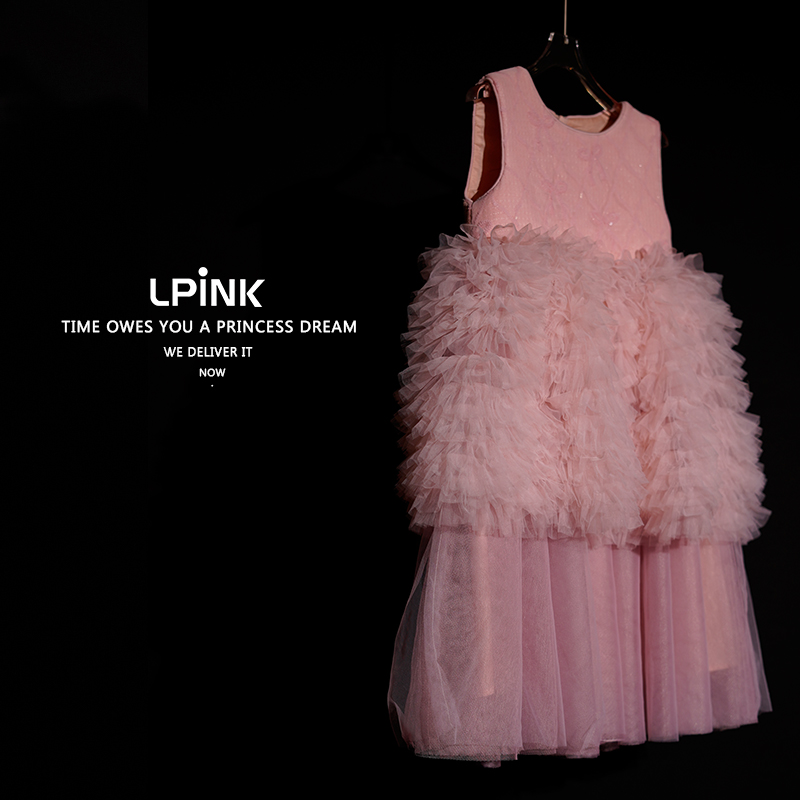 【Lpink童装 限量版】中大女童春秋款重工小香风蛋糕礼服裙93003