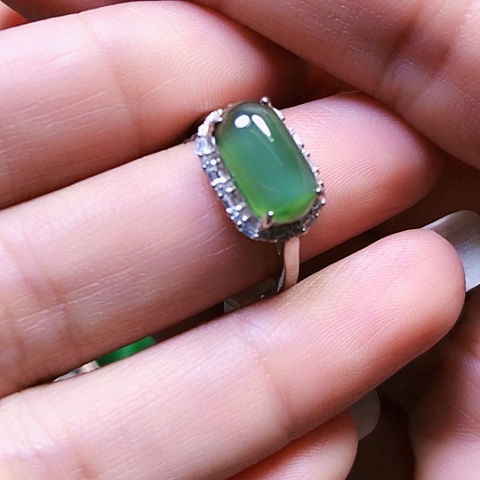 和田玉银S925镶嵌戒指