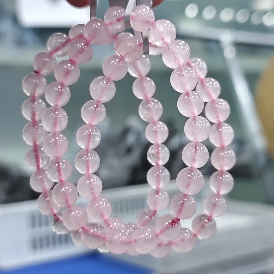 【书记甄选】天然粉水晶单圈手链 多样性发一件 约8mm 6583CK