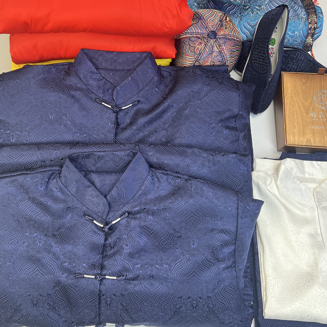 男士唐装立领长袖厚款江崖海水纹国风全套上衣服装老人过寿