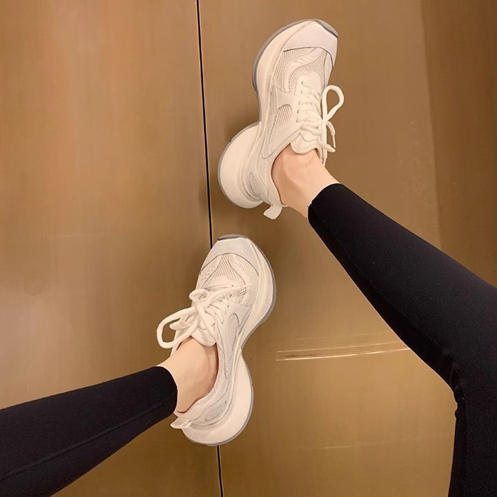 葡萄妈studiolee同款时髦网面拼接系带厚底增高百搭透气老爹鞋女