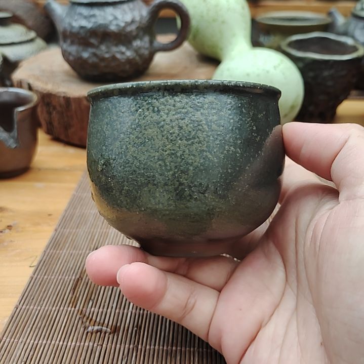 坭兴陶纯柴烧全手工茶杯130C