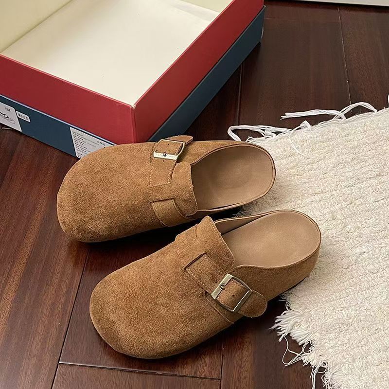 增高包头拖鞋女厚底懒人一脚蹬小个子外穿勃肯软底百搭复古潮鞋