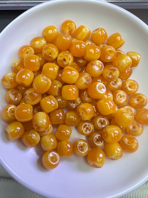 天然蜜蜡散珠 金绞蜜老蜡直切老型珠Y2455 7*8 30颗（赠弹力线）