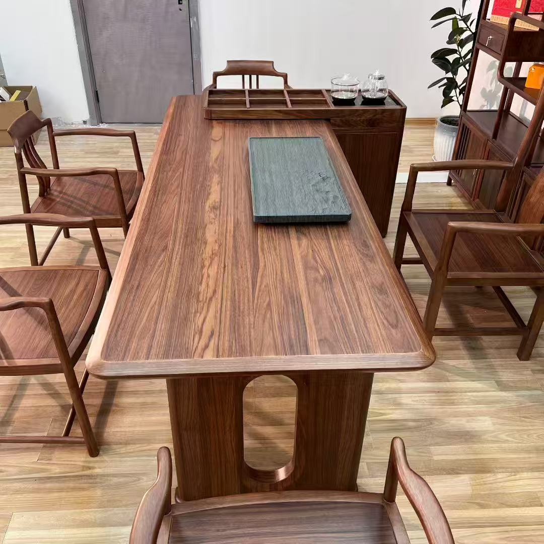 胡桃木实木大板茶桌新中式宋式美学办公家用