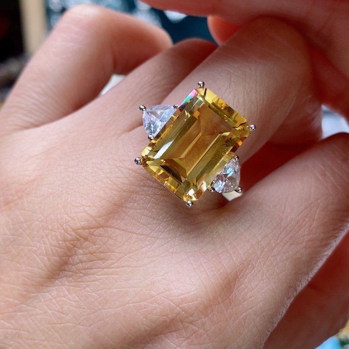 银S925镶嵌戒指水晶天然水晶戒指