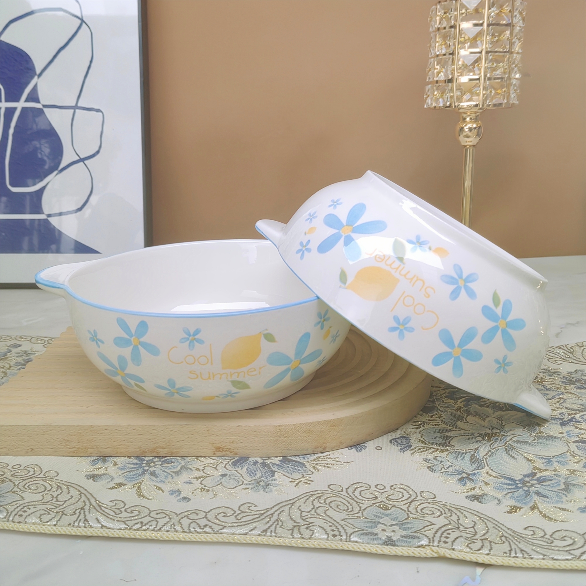 夏日风情双耳碗2只/破损补发