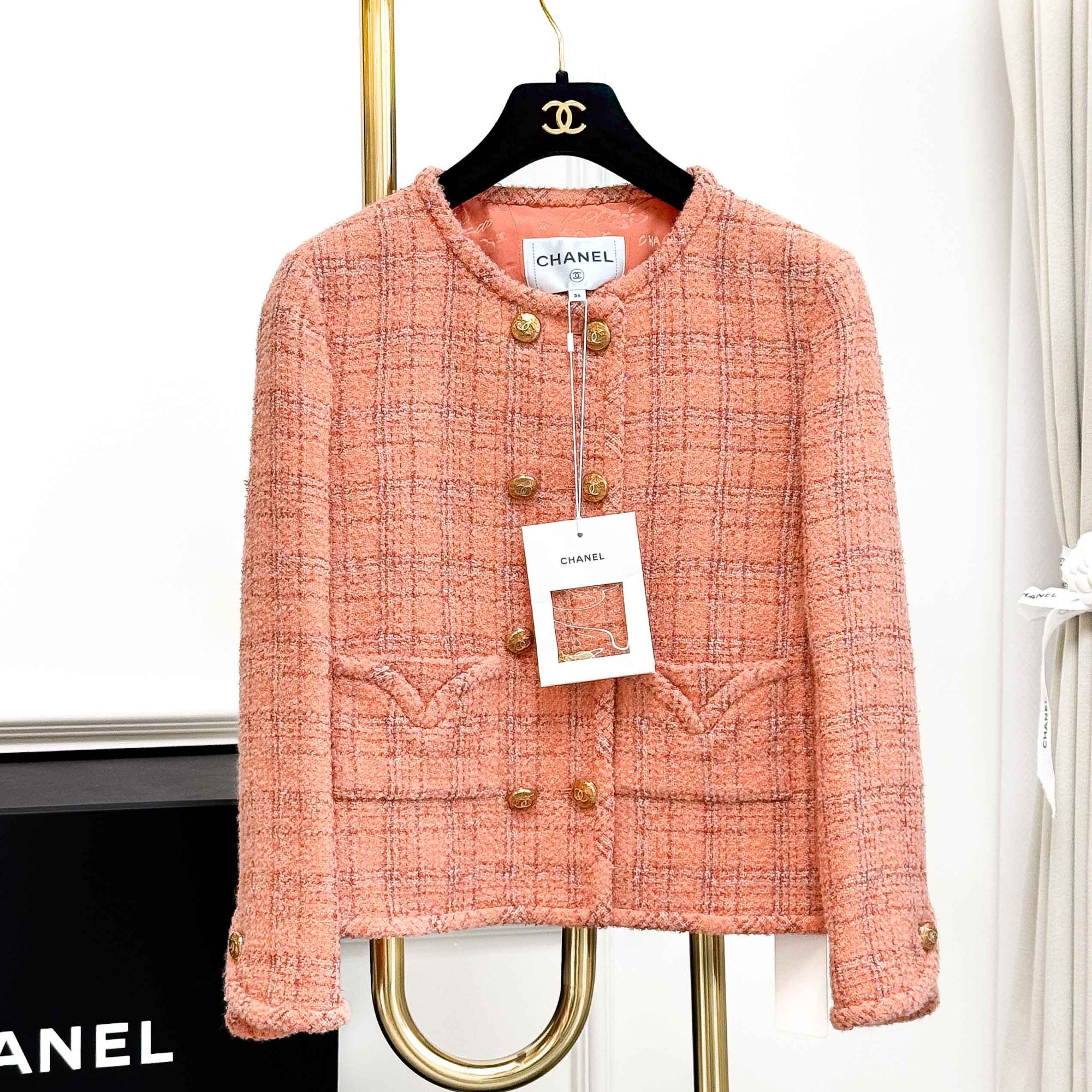 99新 Chanel/香奈儿 36码24A橘色双排扣长袖外套