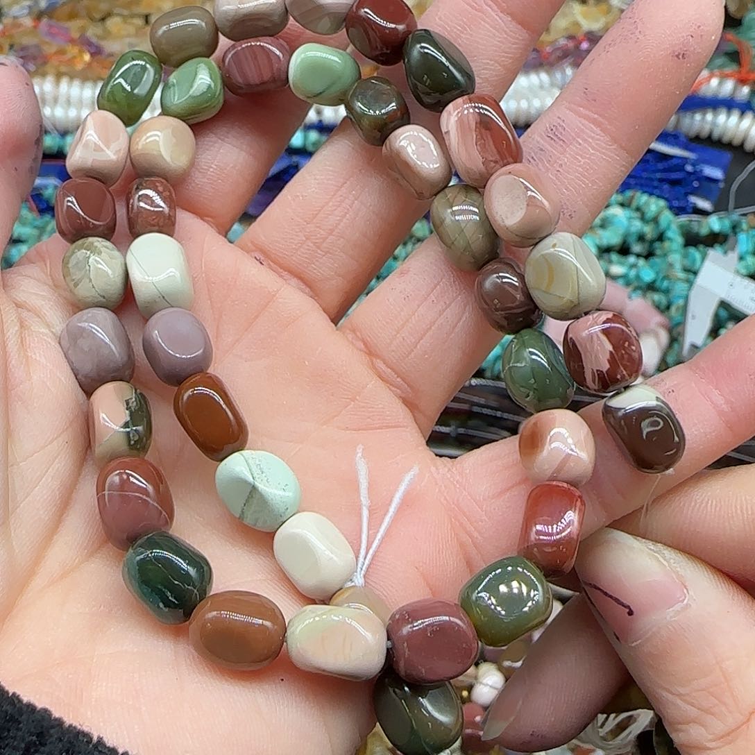 玛瑙/玉髓珠宝半成品合金阿拉善6mm方块一条