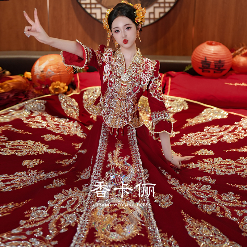 新款秀禾服2025奢华重工敬酒服中式结婚新娘嫁衣显瘦珠绣出阁礼服