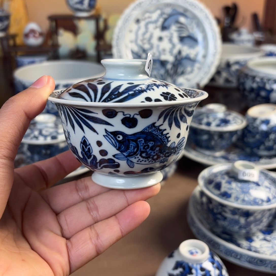 何**意景德镇手工手绘茶具微瑕