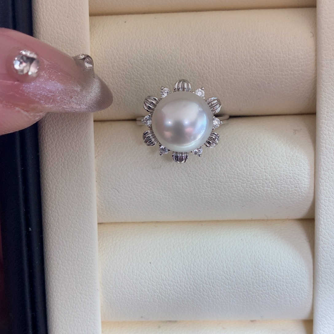 海水珍珠戒指银S925镶嵌