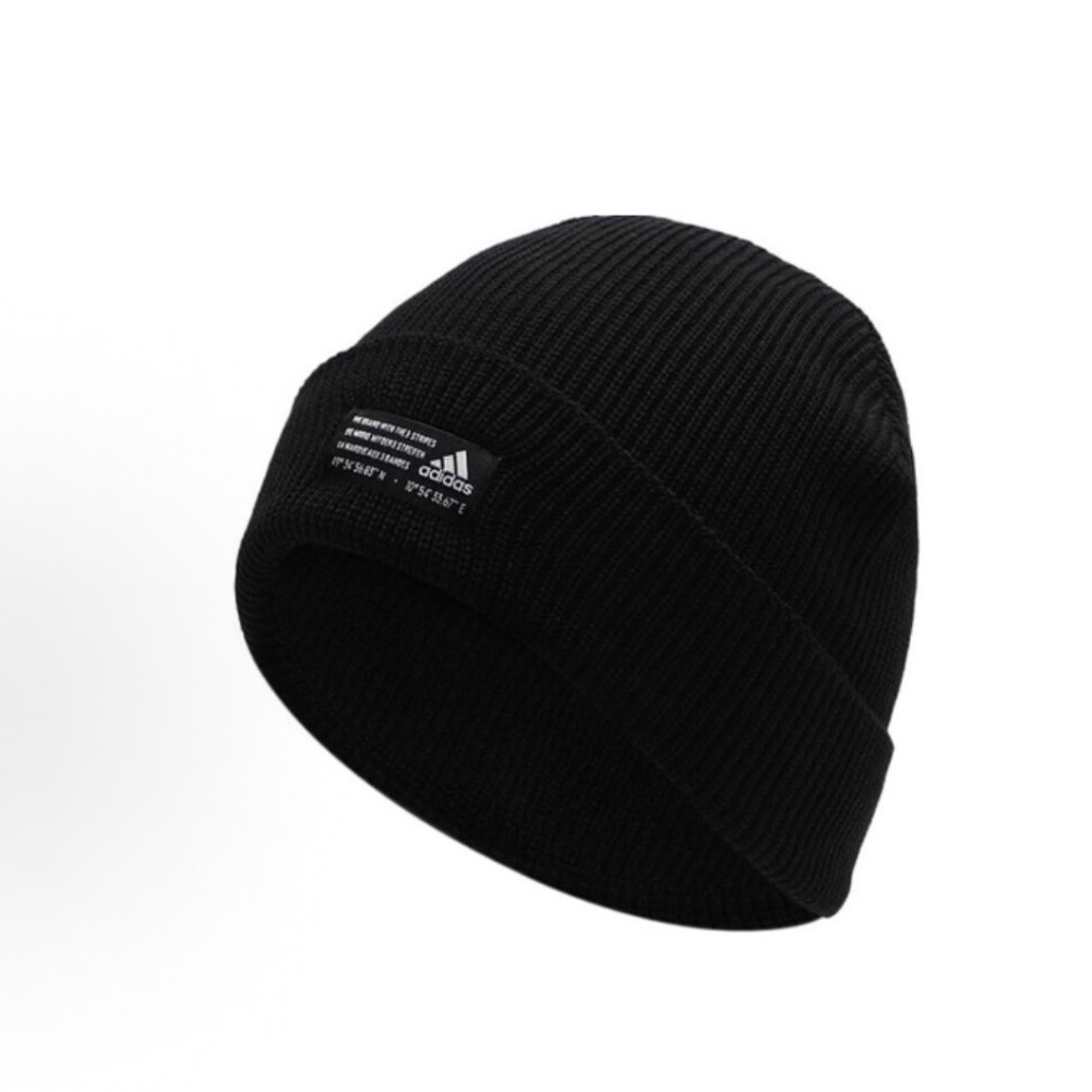 adidas 徽标运动针织 绒线帽 男女同款 黑色FS9033
