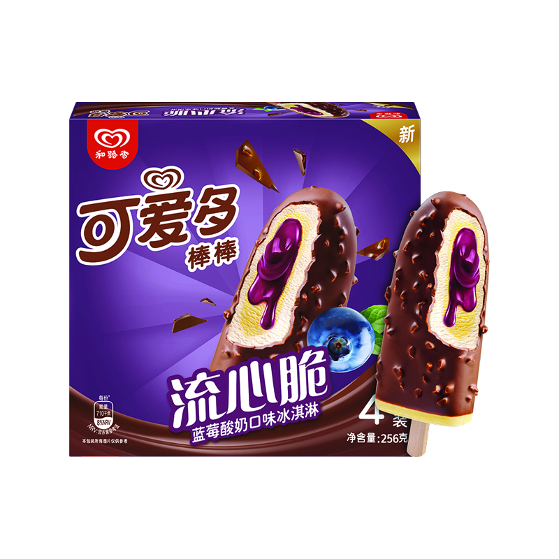 【蓝莓流心脆】和路雪可爱多棒棒流心脆蓝莓酸奶口味256g/4支