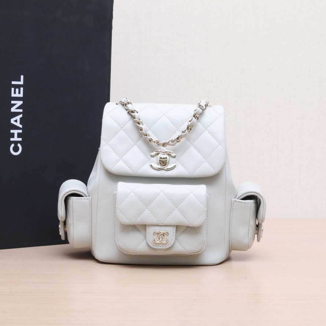 99新 Chanel/香奈儿 【小花Han】Duma 24B坦克双肩包 小号 芯片开