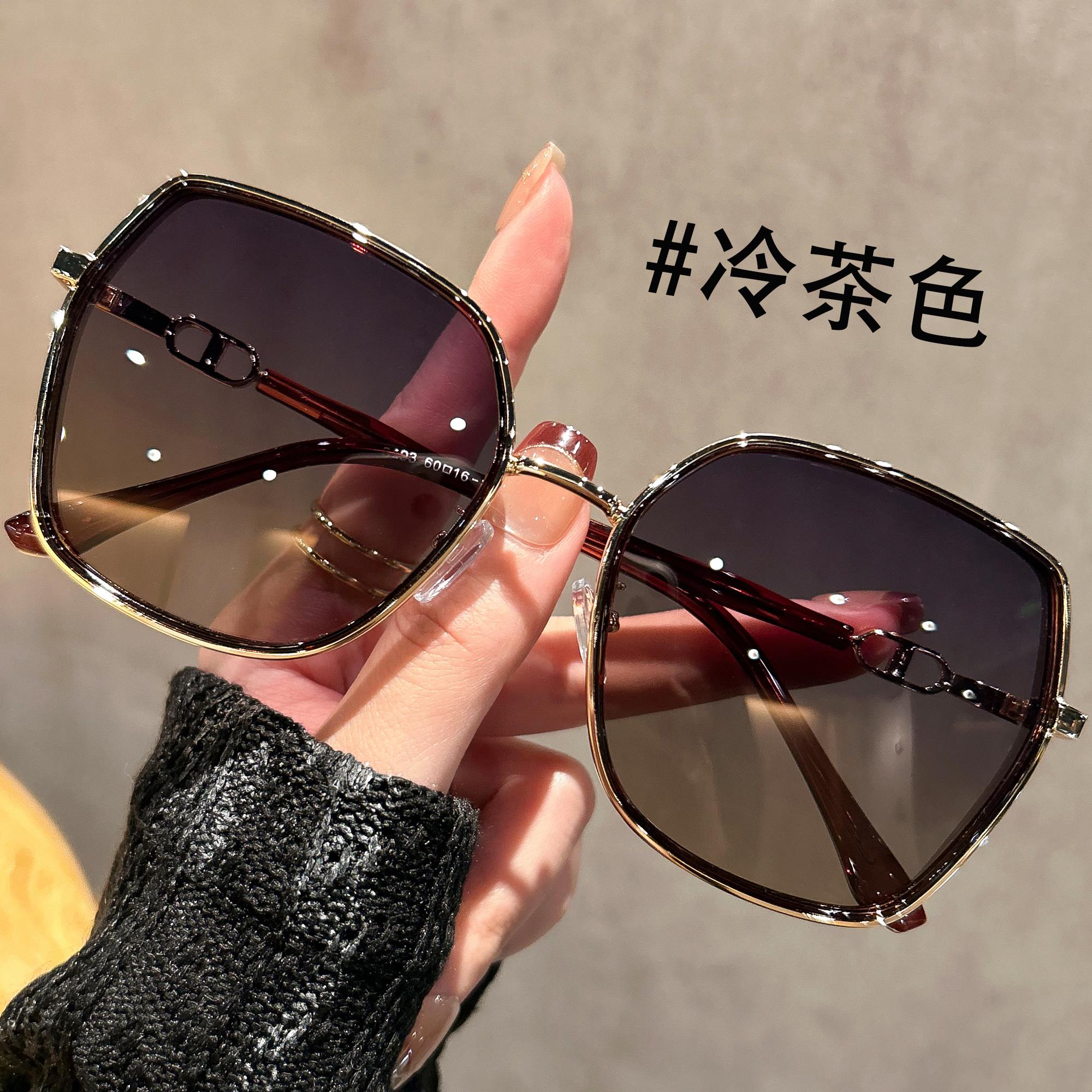 2025新款大框偏光墨镜女款适合方圆脸闪粉设计太阳镜防晒防紫外线