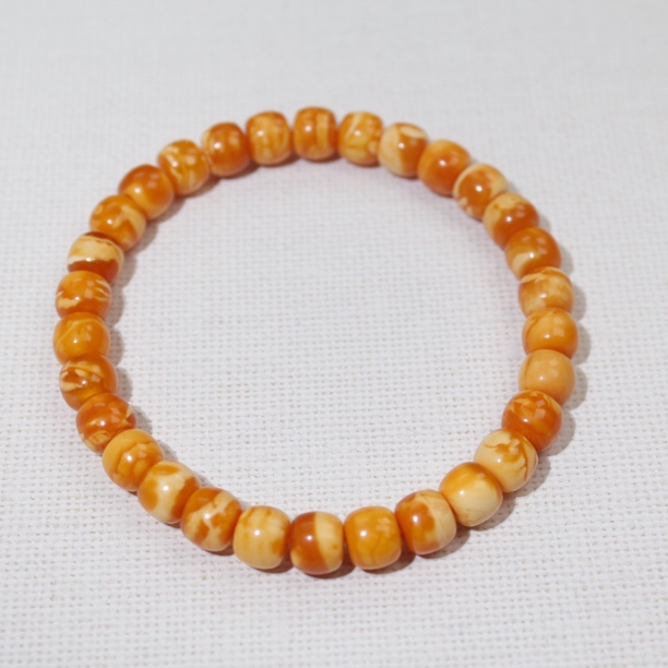 天然原矿老蜜蜡石膏瓷白花蜡老型手串7mm