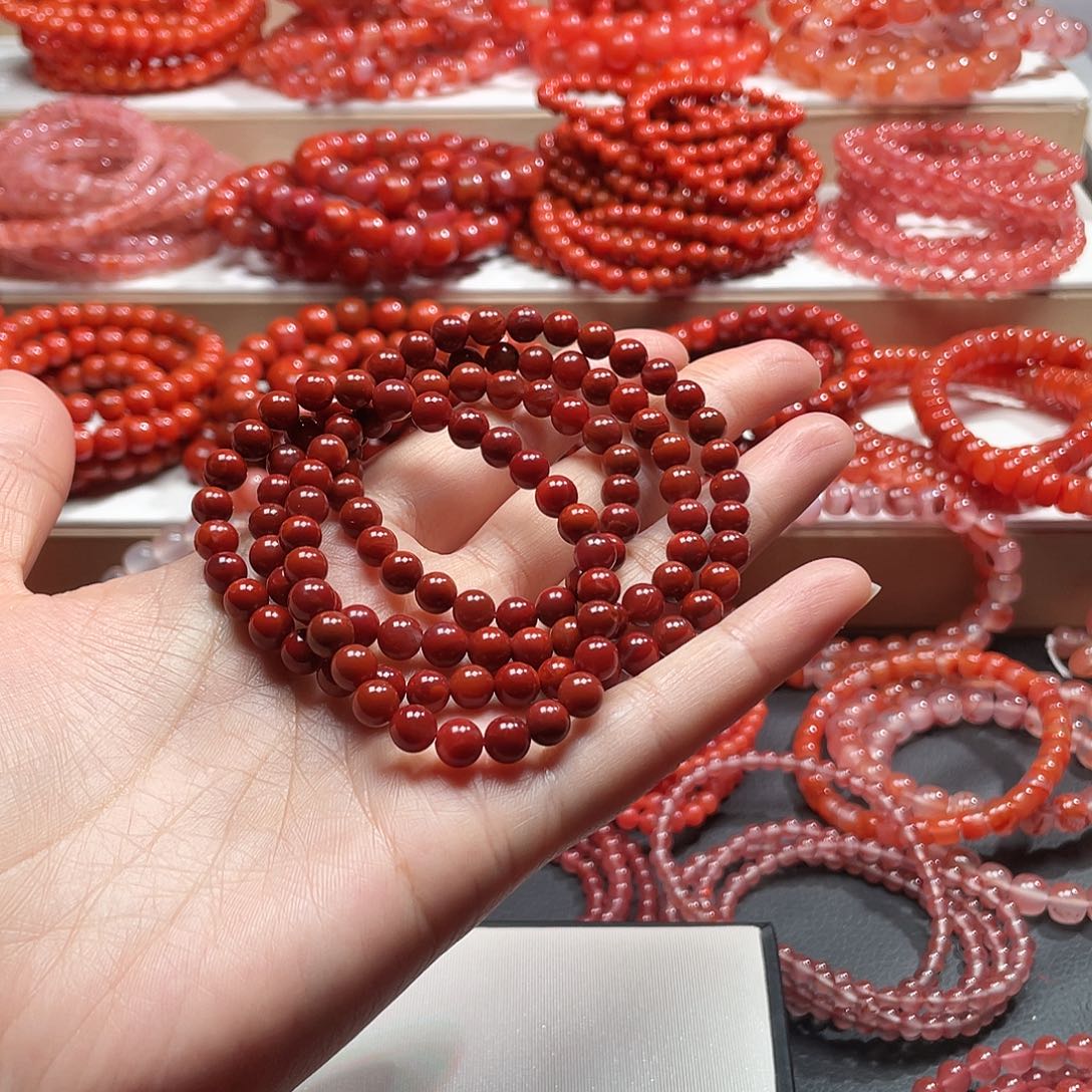 南红玛瑙未镶嵌手链6➕牛血红