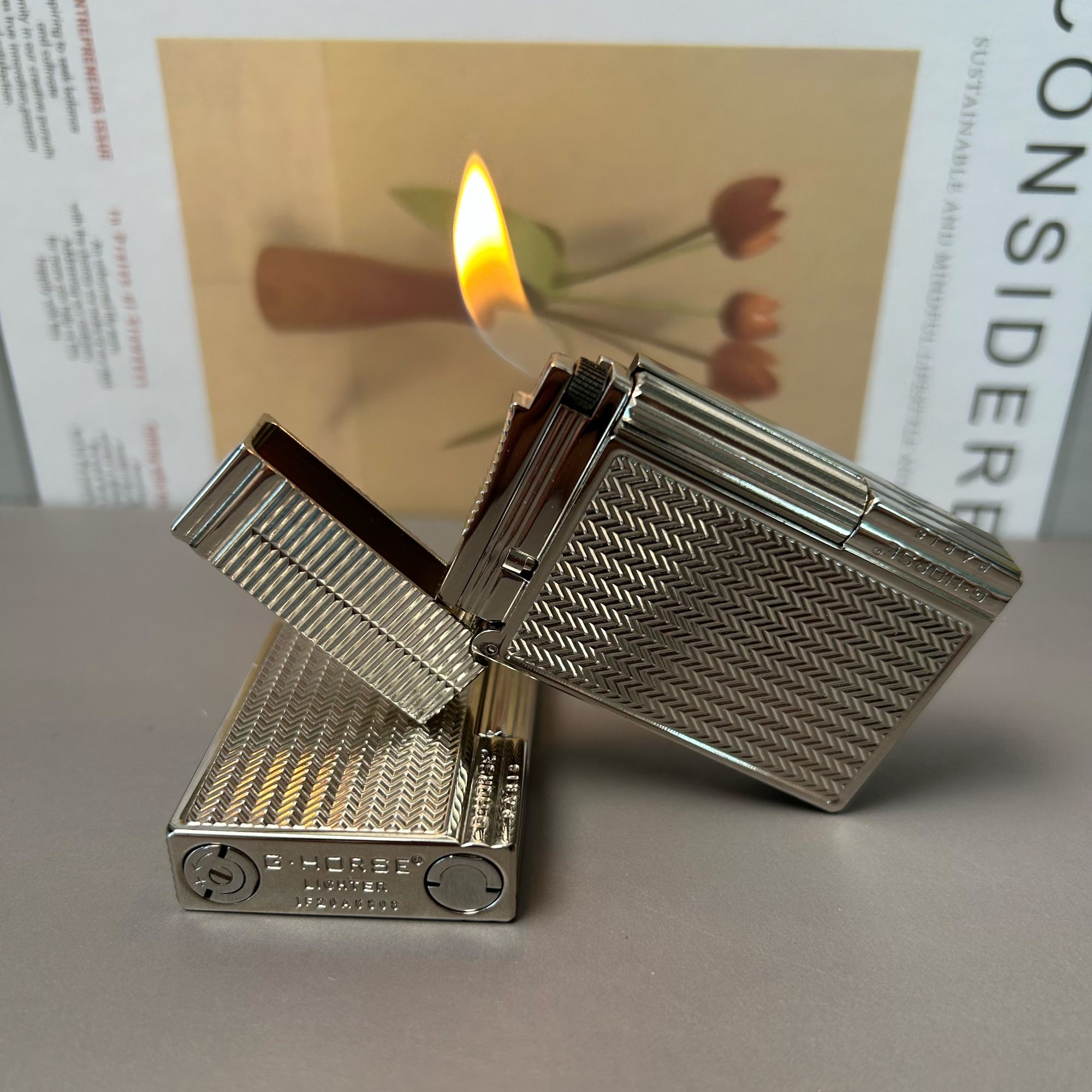神骏波浪纹双拼银色盖茨比男士朗声创意打火机高档个性经典