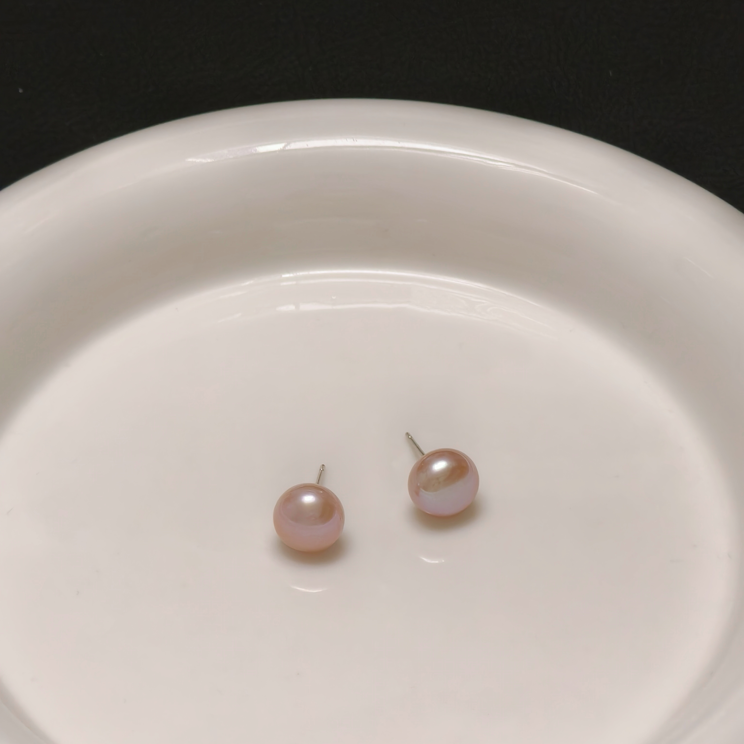 【香槟】天然淡水香槟珍珠耳钉9.5mmBR96