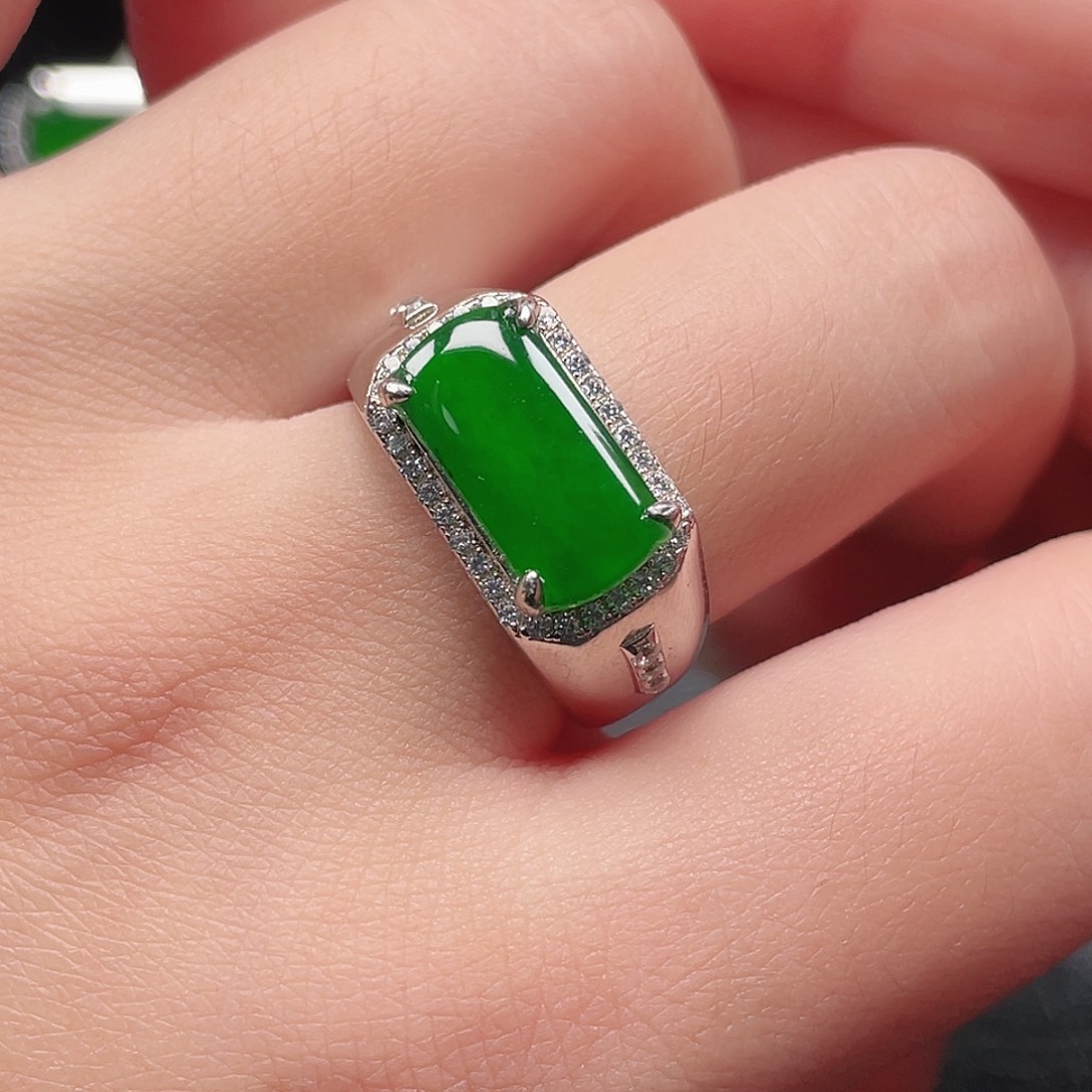 翡翠银S925镶嵌戒指3190