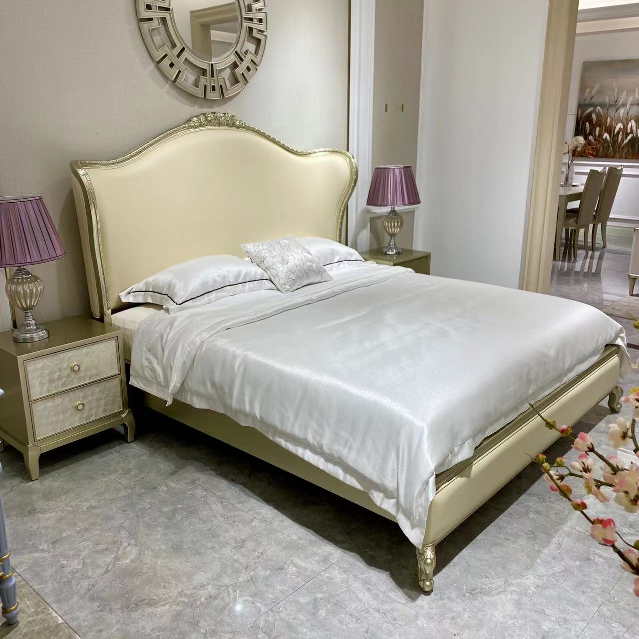 美式轻奢巴塞罗床高端大气实木双人床法式家用卧室软包大床