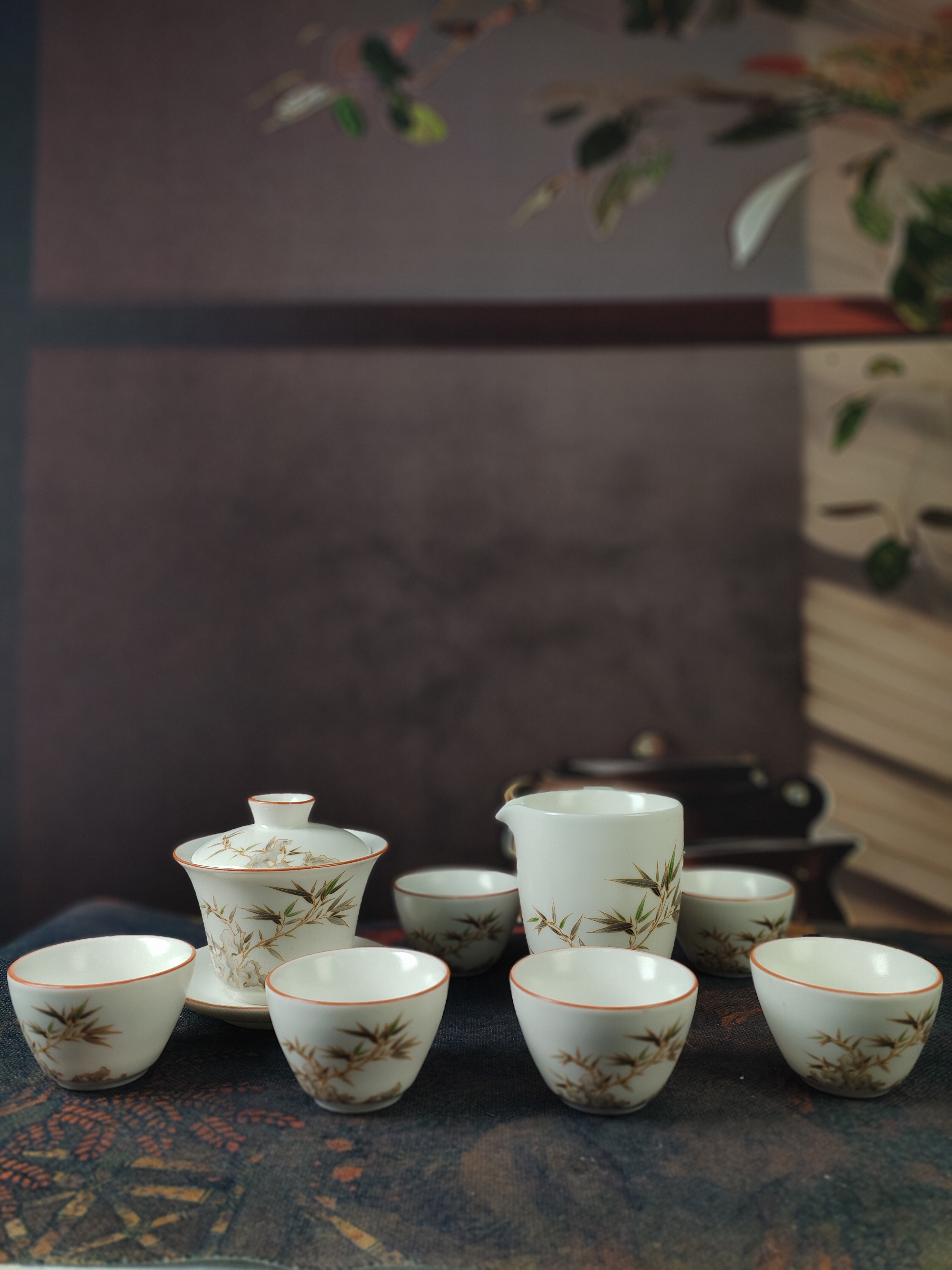 ZH2698-竹子盖碗+竹子公道杯+6个竹子品茗杯