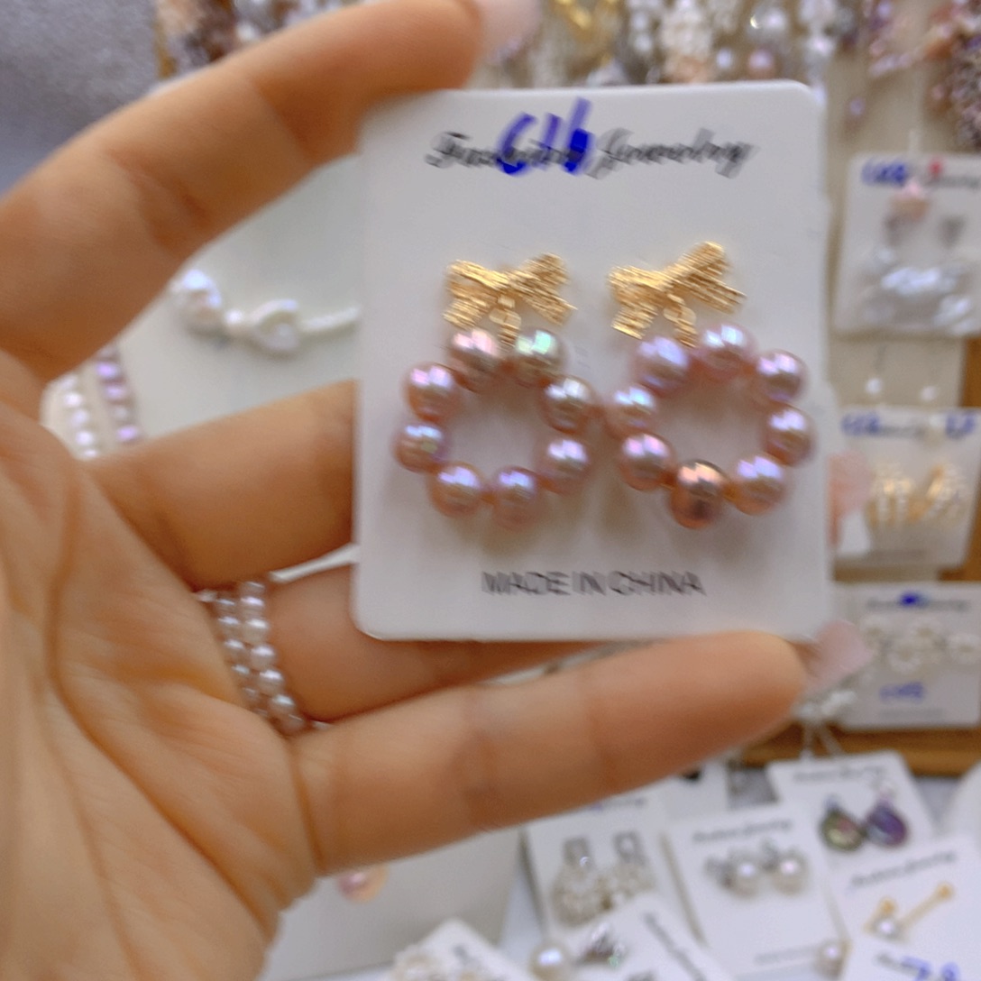 淡水珍珠耳饰银S925镶嵌