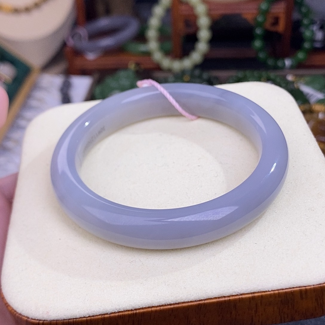 和田玉56.9 浓烟紫脂膏级老料手镯清货价未镶嵌