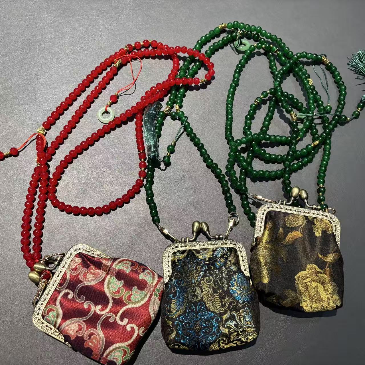 不锈钢布艺吊坠 小荷包饰品
