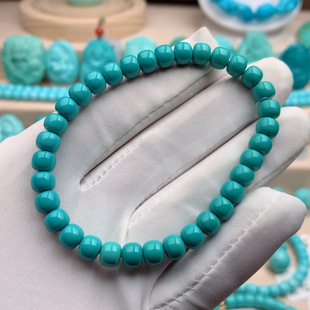 绿松石珠宝奇石未镶嵌6.5mm