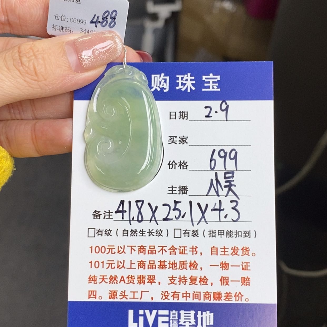 【闪购商品】翡翠颈饰未镶嵌若如意