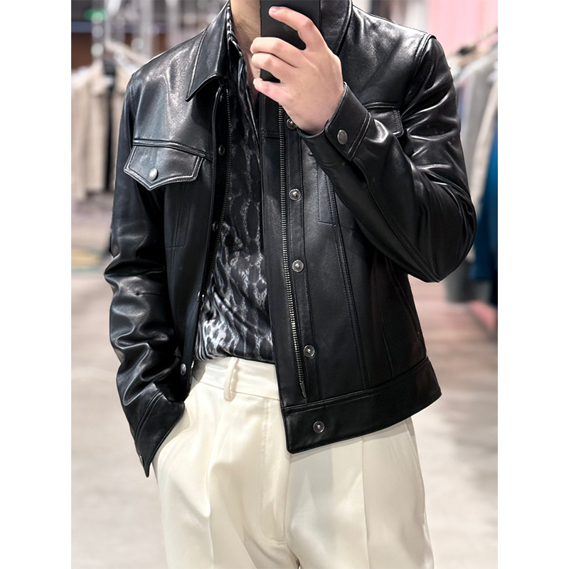 52000版“暗夜君主 法国胚 Nappa 小羊羔 首富同款" 牛仔型夹克