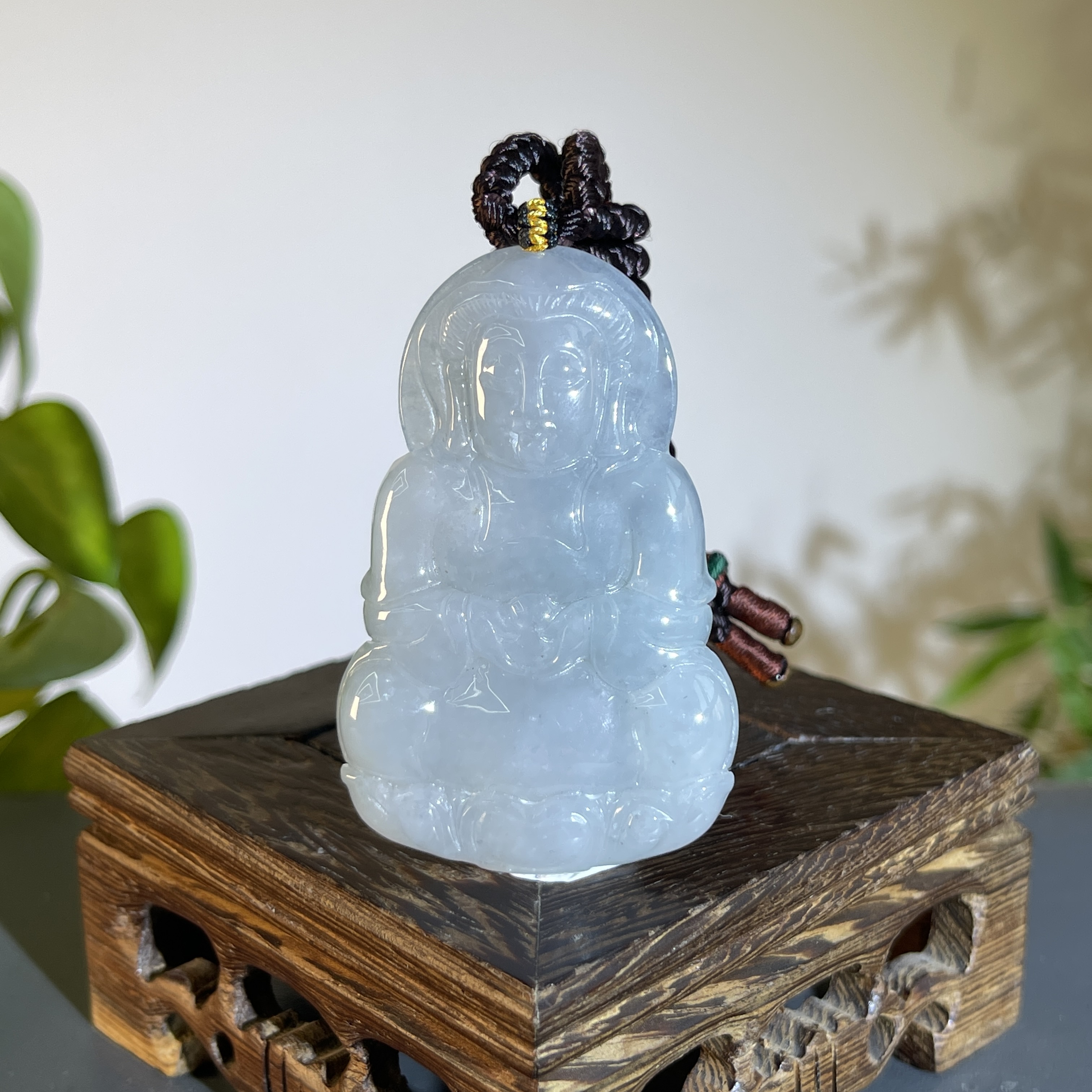 JCB13-166 天然缅甸A货翡翠 正装观音