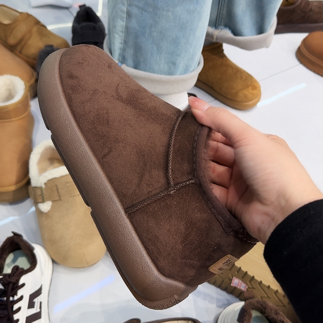 黄牛剖层皮革松糕鞋5土豆棕色38码