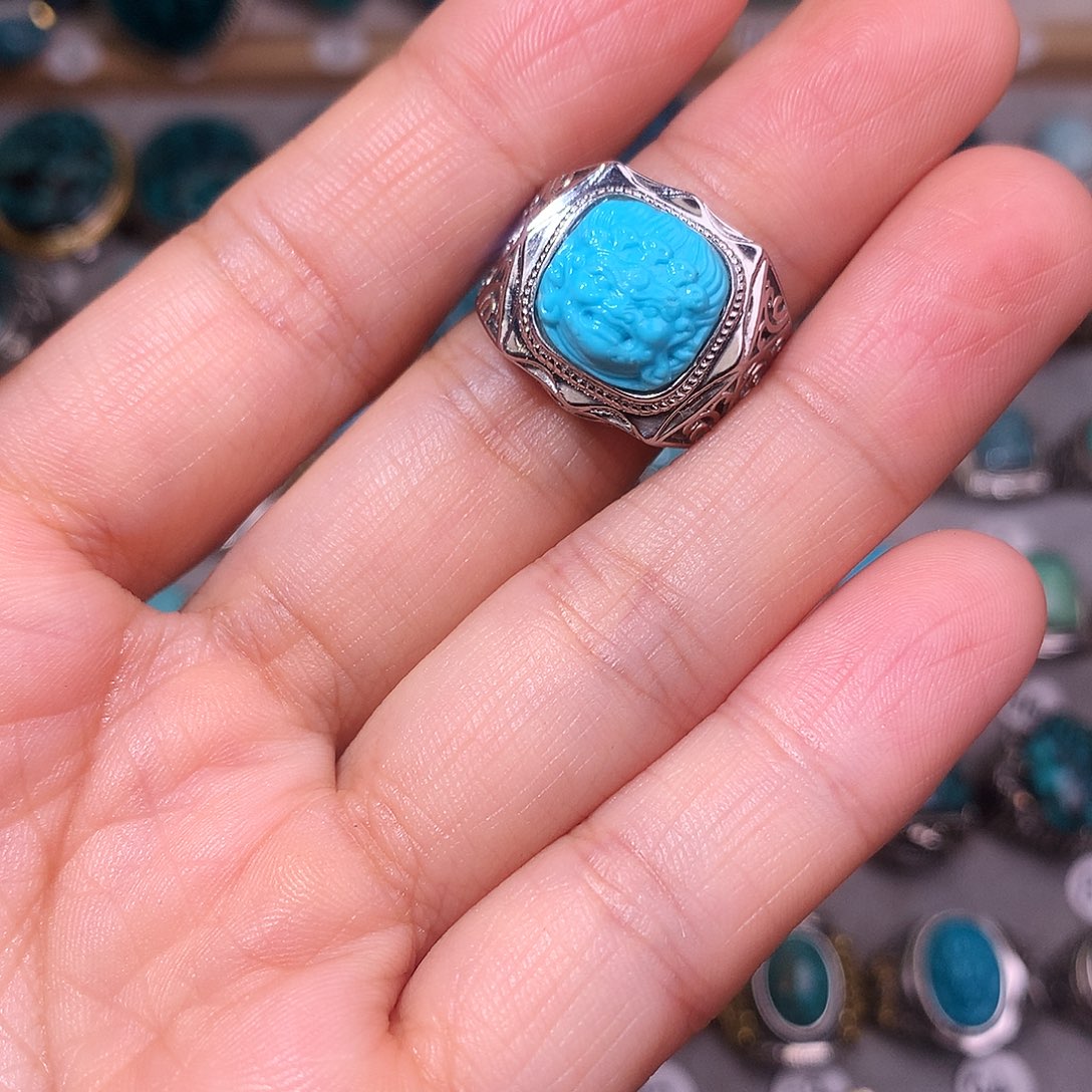 绿松石挂件银S925镶嵌